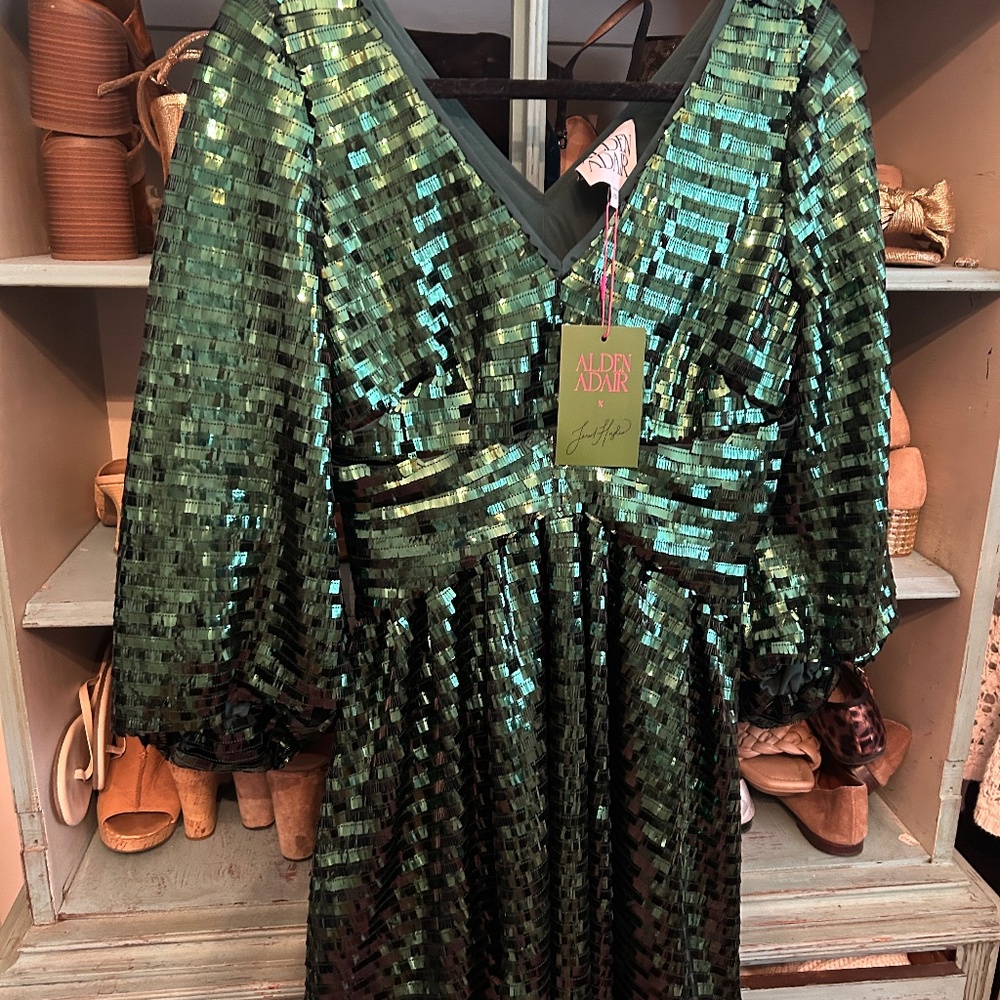 Alden Adair Green Sparkle Cocktail Dress